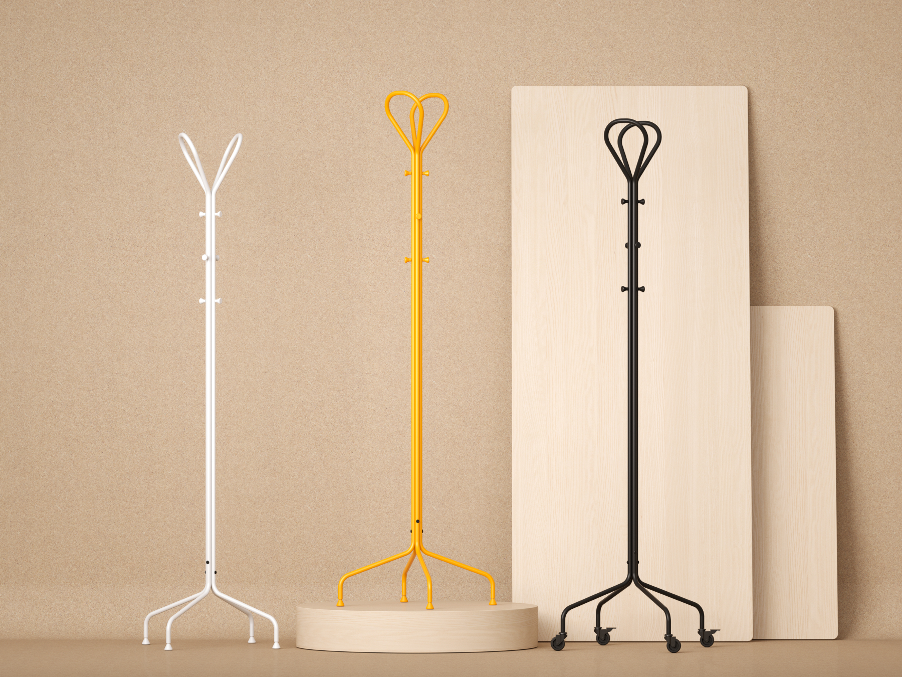 Product photo of Classic coat stand in different colors.